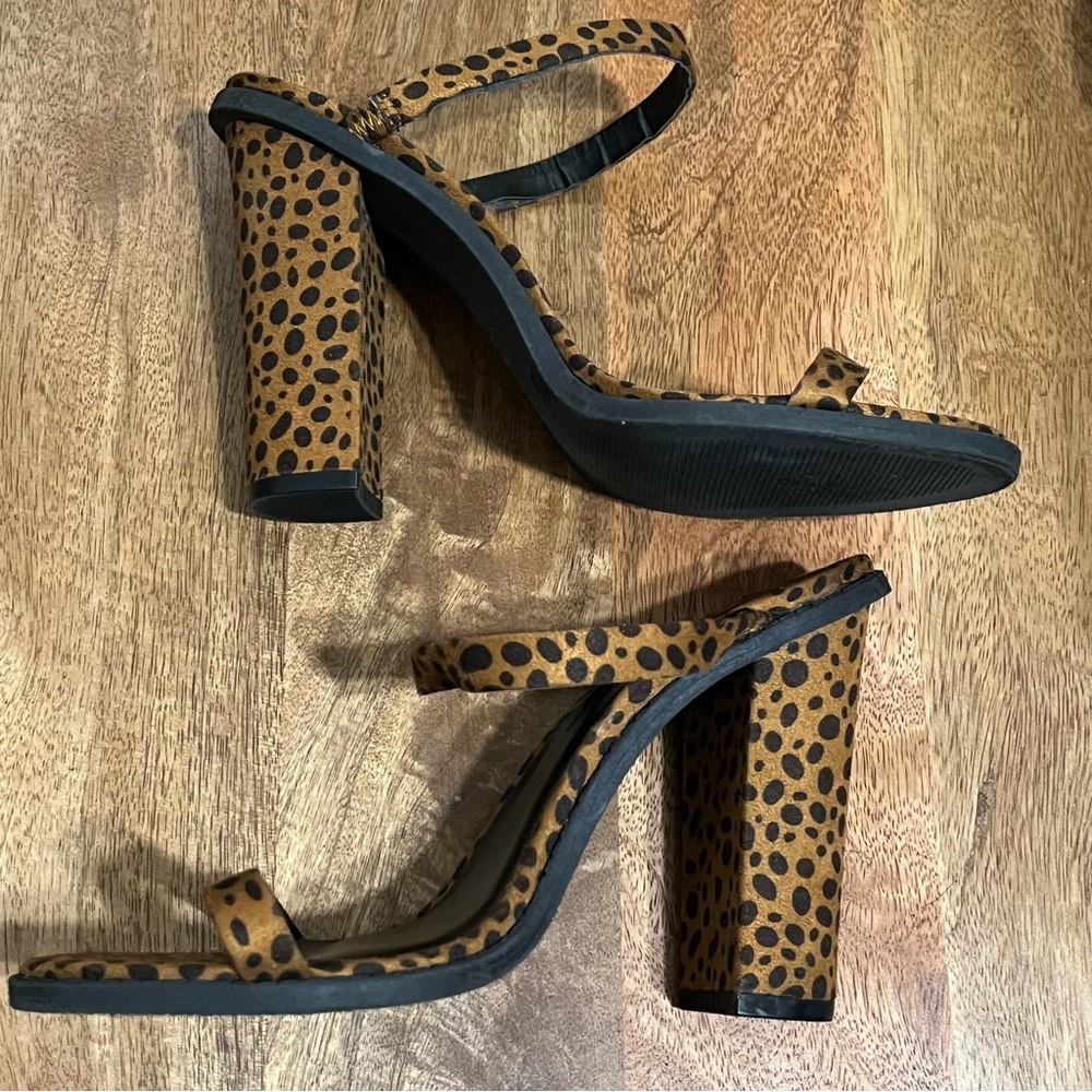 Wild Diva Cheetah Print Heeled Sandals - Size 7